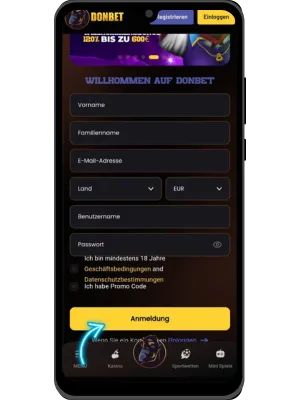 Casino registration form