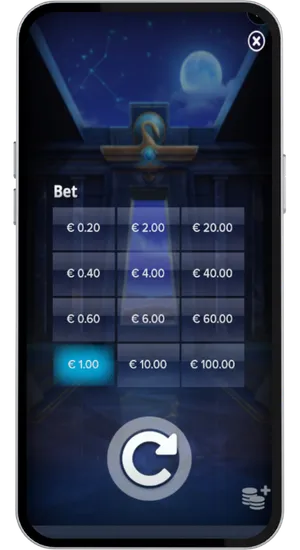 Adjusting stake between £0.20 and £100 in Cygnus 5